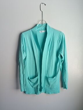 Danibe Aqua Open-Front Women's Cardigan Sweater